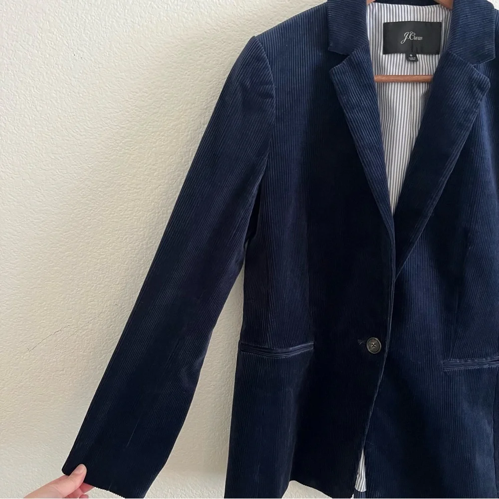 J. Crew Navy Blue Chorduroy Blazer Jacket Size 8